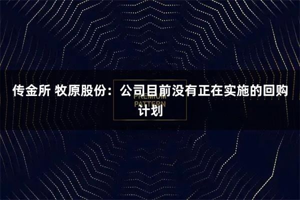 传金所 牧原股份：公司目前没有正在实施的回购计划